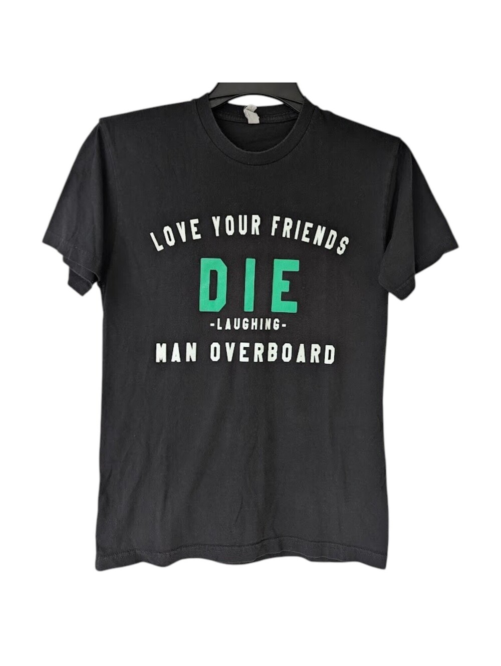 Man Overboard Pop Punk Band T-Shirt Mens Small Black Love Your Friends 18.5x26.5